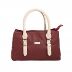 Beau Design Stylish  Cherry Color Imported PU Leather Casual Handbag With Double Handle For Women's/Ladies/Girls